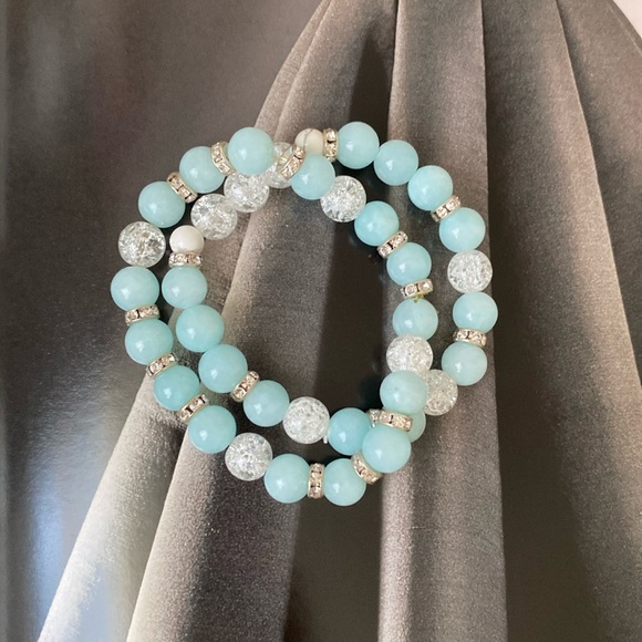 πNatural gemstone stackable bracelets - Picture 2 of 2